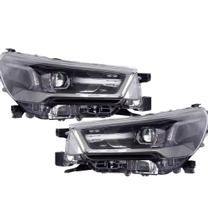 Set de Faros Delanteros Toyota Hilux 2021-24 OEM / Cromado + Ramal de Cables
